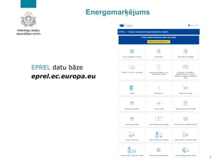 8
Energomarķējums
EPREL datu bāze
eprel.ec.europa.eu
 
