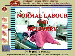 NORMAL LABOUR
AND
DELIVERY
Dr Jograjiya PG Student
Department of Obstetrics and Gynecology, ESIC-PGIMSR, Basaidarapur, New Delhi
 