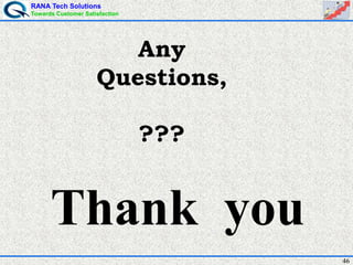 RANA Tech Solutions
Towards Customer Satisfaction
46
Any
Questions,
???
Thank you
 
