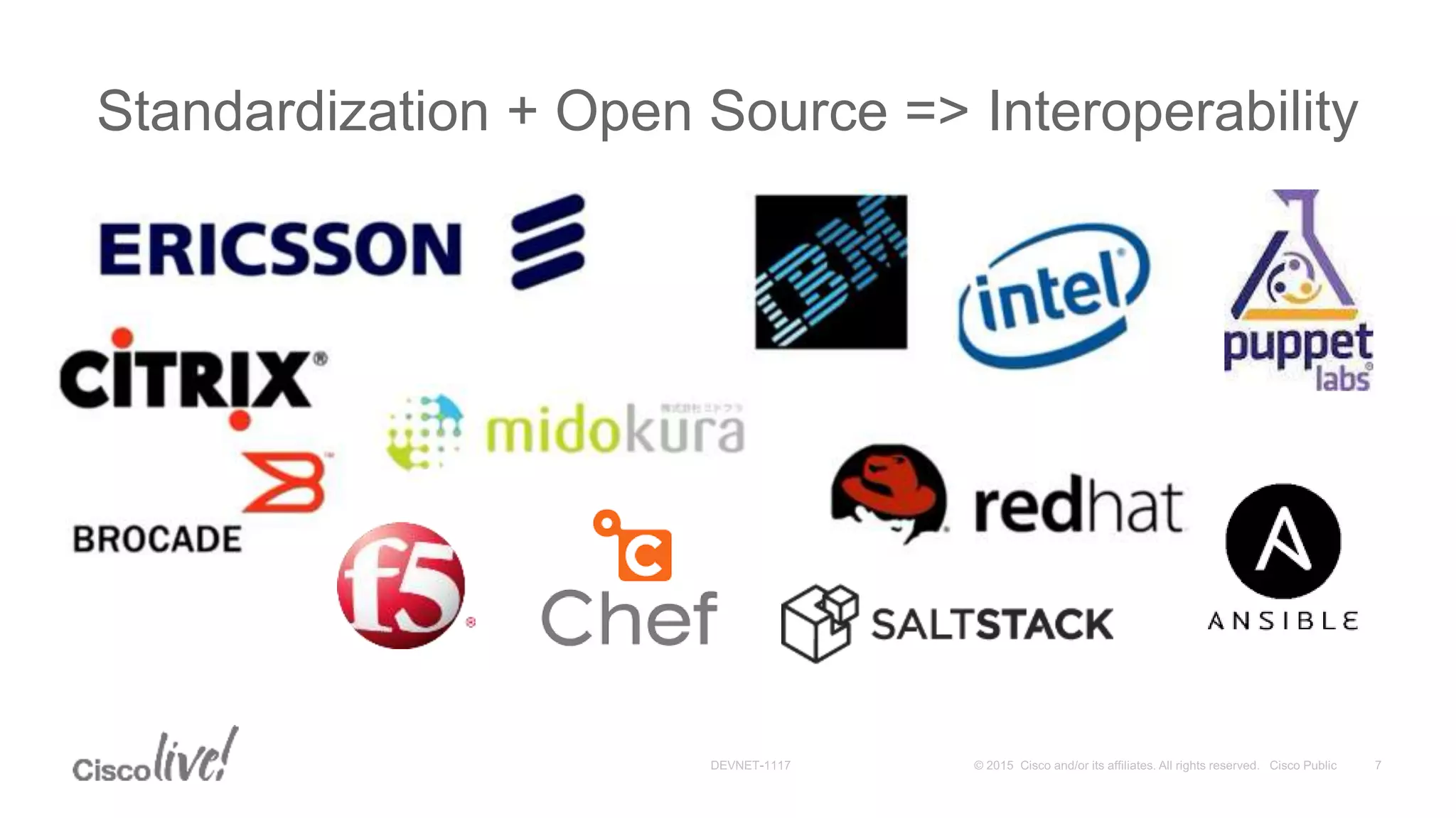 Standardization + Open Source => Interoperability
 
