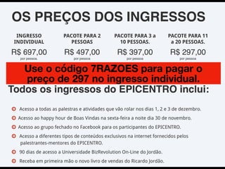 Use o código 7RAZOES para pagar o
preço de 297 no ingresso individual.
 