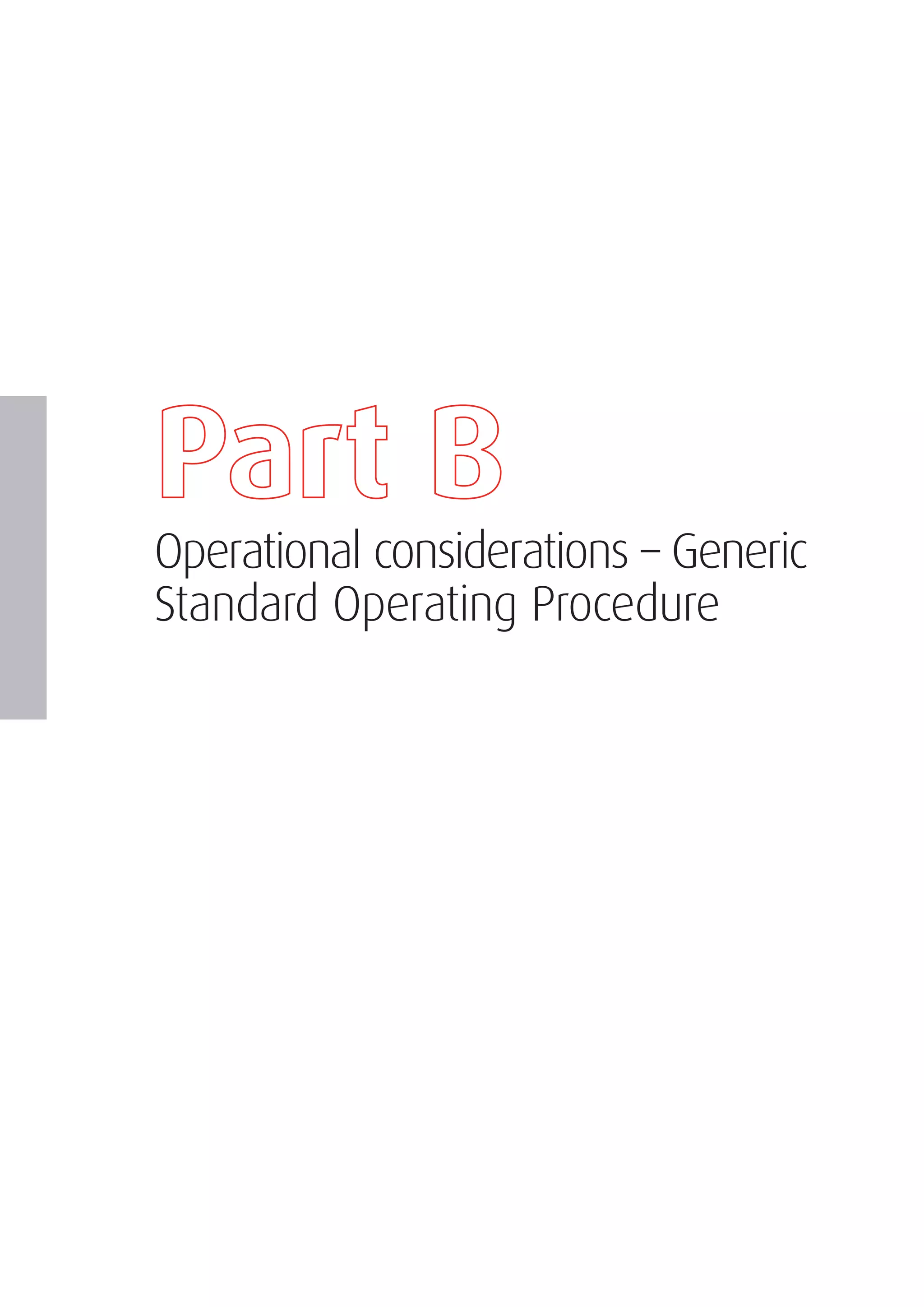 Operational considerations – Generic Standard Operating Procedure 
 