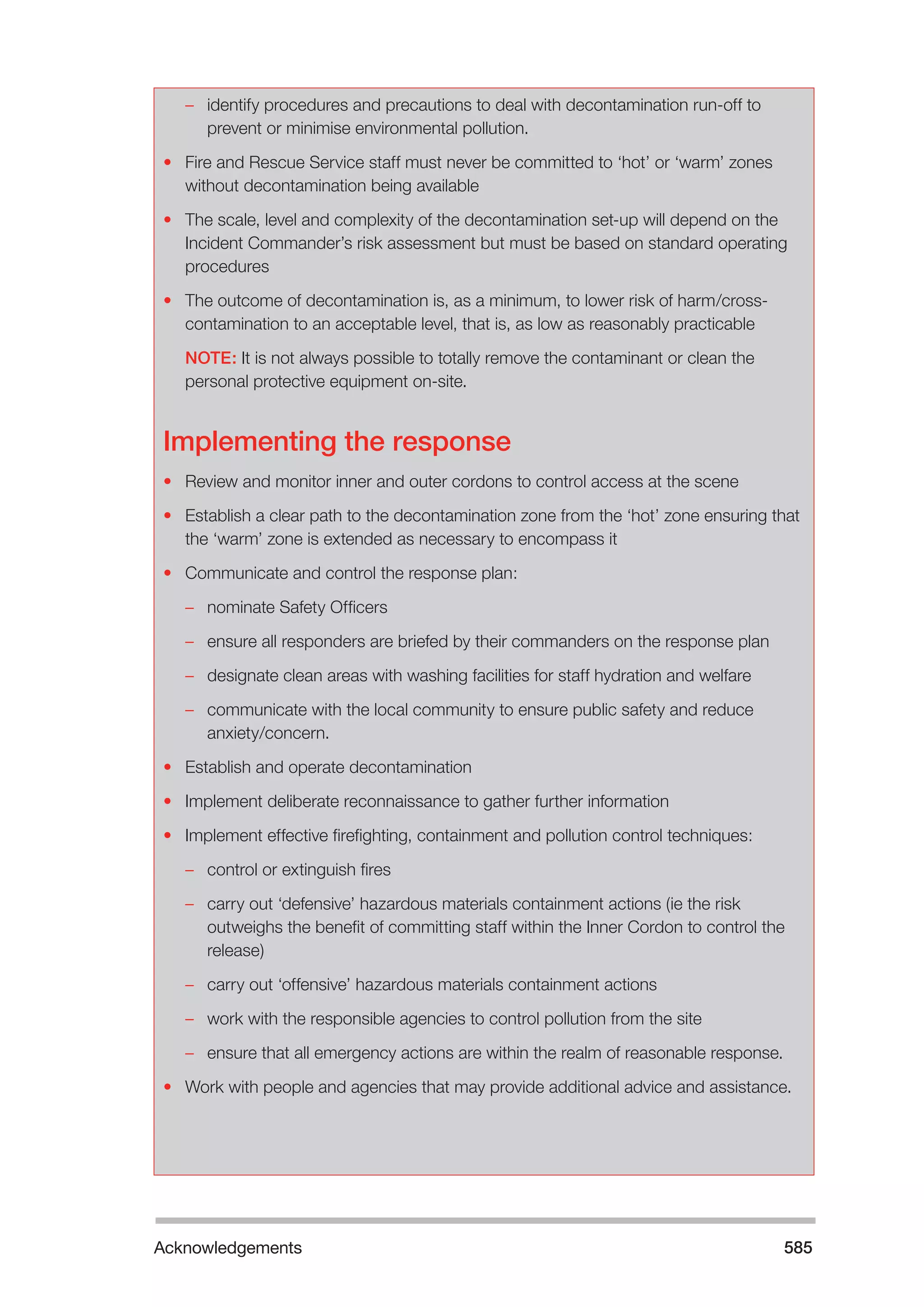 The Fire and Rescue Service Books is a guidance for organize a safe system of work on the incident ground with hazardous materials