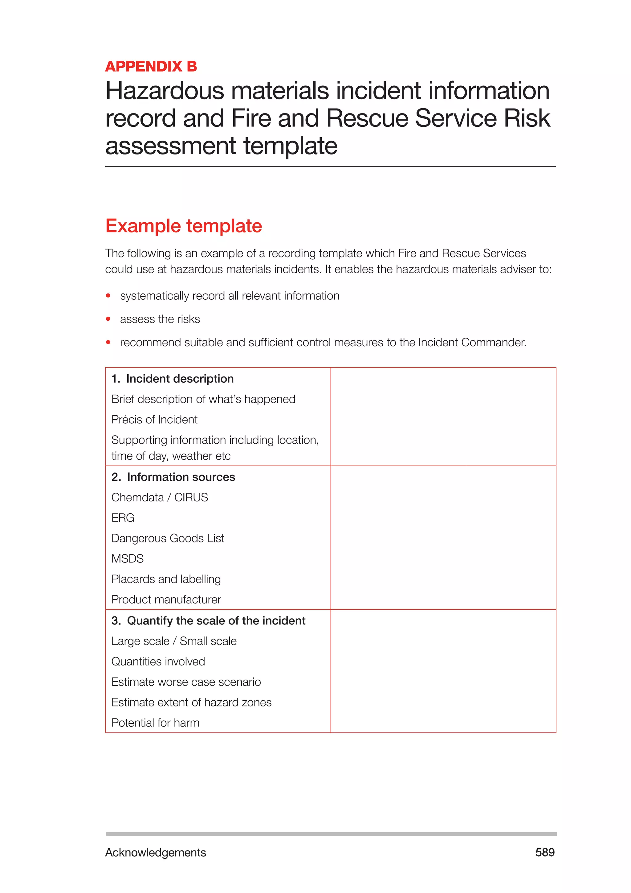 The Fire and Rescue Service Books is a guidance for organize a safe system of work on the incident ground with hazardous materials