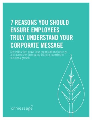 7 REASONS YOU SHOULD
ENSURE EMPLOYEES
TRULY UNDERSTAND YOUR
CORPORATE MESSAGE
Statistics that prove how organizational change
and corporate messaging training accelerate
business growth
 
