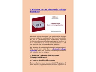7 Reasons to Use Electronic Voltage Stabilizer.pptx.pptx