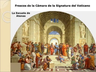 La Escuela de
Atenas
Frescos de la Cámara de la Signatura del Vaticano
 