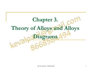 Chapter 3.
Theory of Alloys and Alloys
Diagrams
By Keval Patil - 8668584494 1
 