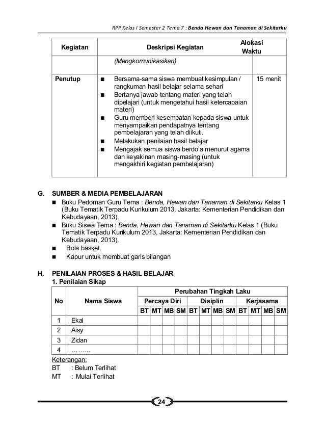 7 rpp sd kelas 1 semester 2 benda hewan dan tanaman di 7 rpp sd kelas 1 semester 2 benda hewan dan tanaman di