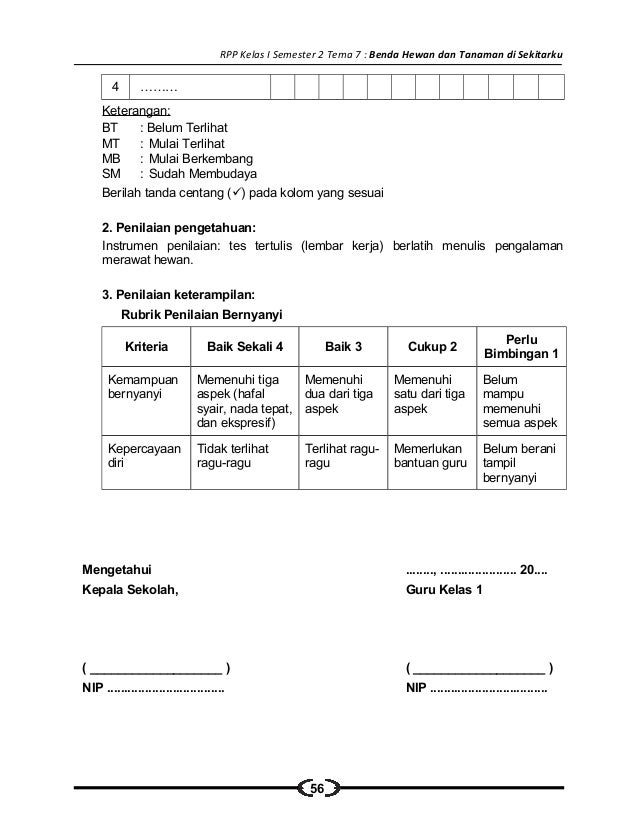 [7] rpp sd kelas 1 semester 2 benda, hewan dan tanaman di 