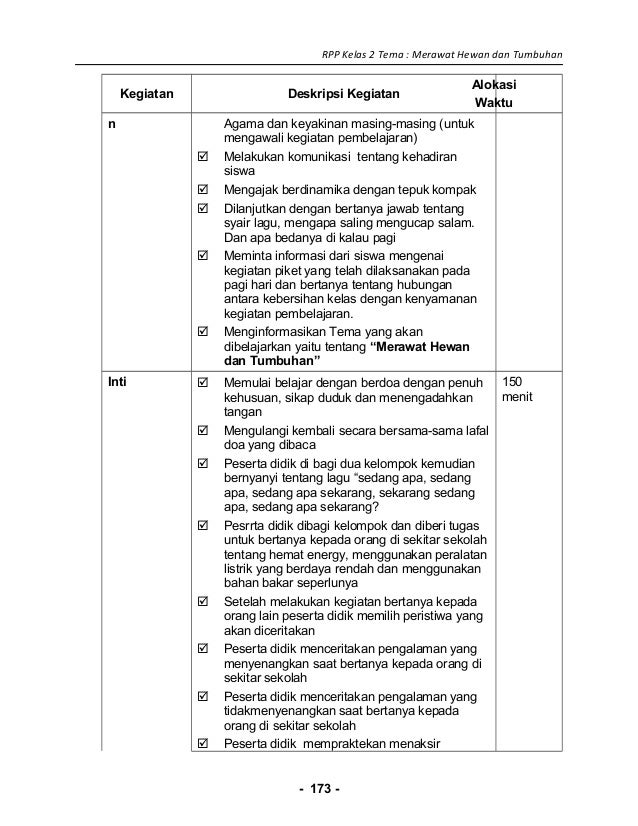 [7] rpp sd kelas 2 semester 2 merawat hewan dan tumbuhan