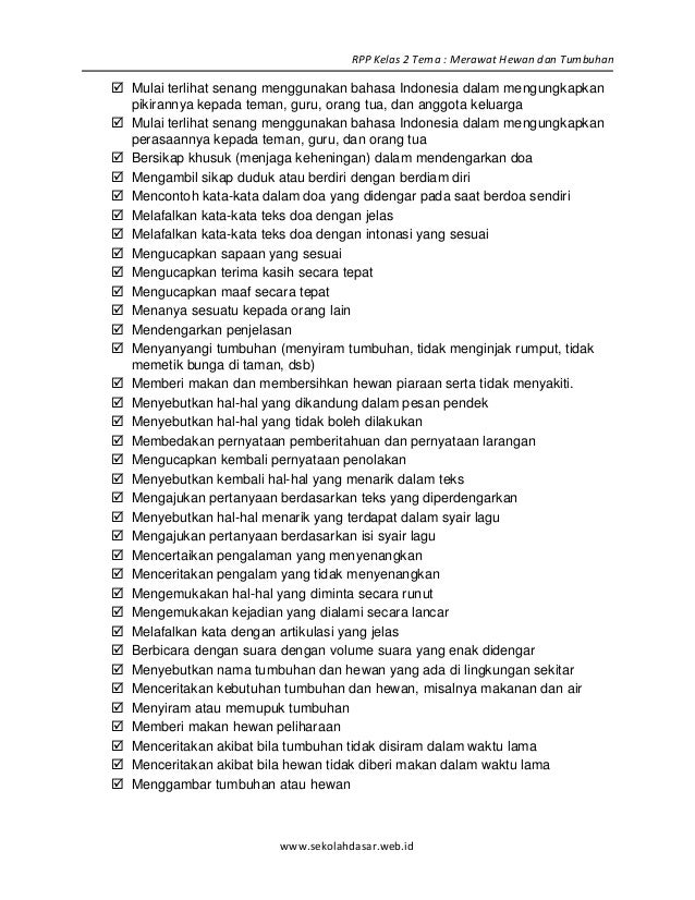 [7] rpp sd kelas 2 semester 2 merawat hewan dan tumbuhan 