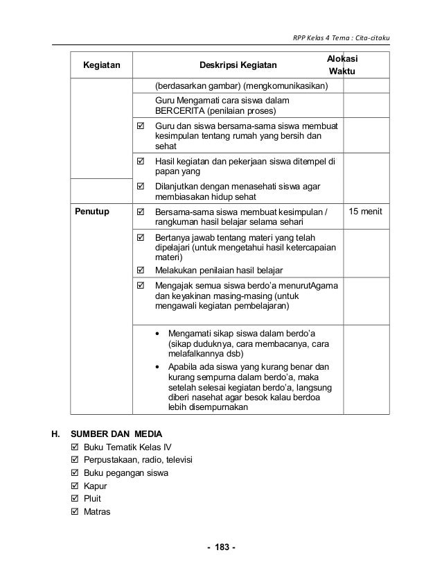 [7] rpp sd kelas 4 semester 2 cita-citaku