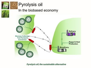 Biomass Collection
Fast Pyrolysis
Conversion
Biorefinery
Refinery
Power & Heat
Production
Pyrolysis oil
In the biobased economy
 