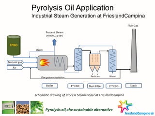 Schematic drawing of Process Steam Boiler at FrieslandCampina
Pyrolysis Oil Application
Industrial Steam Generation at FrieslandCampina
 