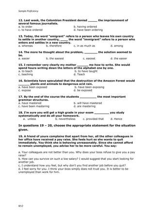 7 Sample Proficiency Test | DOC