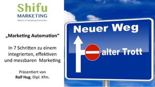 „Marke'ng	Automa'on“	
	
In	7	Schri*en	zu	einem	
integrierten,	eﬀek4ven	
und	messbaren		Marke4ng	
	
Präsen4ert	von		
Ralf	Hug,	Dipl.	Kfm.	
	
 