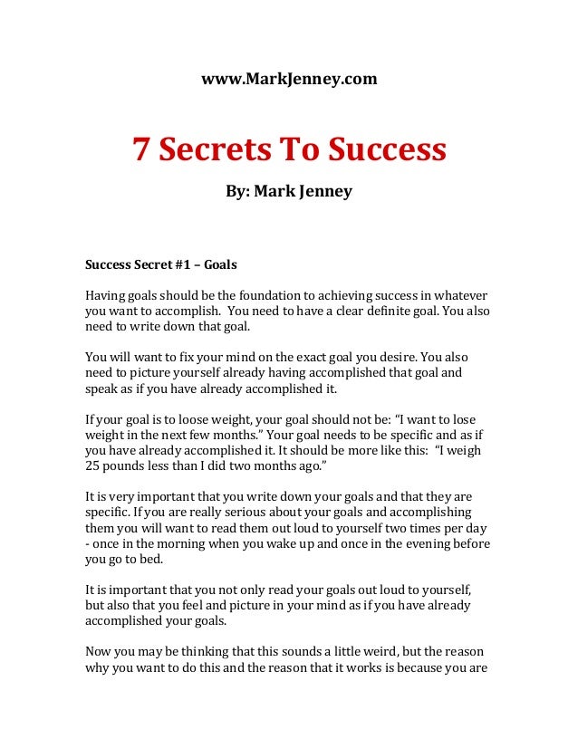 7 secrets to success 7 secrets to success