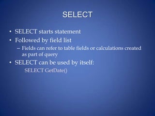 Select Queries | PPTX