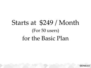 Starts at $249 / Month
(For 50 users)
for the Basic Plan
 