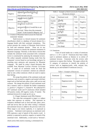 Senti-Lexicon and Analysis for Restaurant Reviews of Myanmar Text | PDF ...