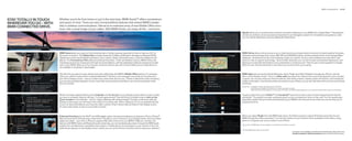 BMW ConnectedDrive            44 | 45




STAY TOTALLY IN TOUCH    Whether you’re far from home or just in the next town, BMW Assist™ offers convenience
WHEREVER YOU GO – WITH   and peace of mind. There are new ConnectedDrive features that extend BMW’s leader-
BMW CONNECTED DRIVE.     ship in wireless communications. Marvel at an extensive array of new Mobile Office func-
                         tions. Get a visual image of your callers. With BMW Assist, you enjoy all this – and more.
                                                                                                                                             MyInfo allows you to send business locations and street addresses to your BMW from Google Maps.™ Destinations
                                                                                                                                             and phone numbers can be accessed and exported to your Navigation system for immediate route guidance, while
                                                                                                                                             you can call the destination with your Bluetooth linked phone.




                         BMW Assist gives you peace of mind knowing that a friendly response specialist is there to help you   / , at     BMW Online allows online access to up-to-date fuel prices and gas station locations; the latest weather forecasts,
                         the touch of a button. The Safety Plan includes Automatic Collision Notiﬁ cation, Emergency Request (SOS),          advisories and warnings; Dow Jones, SP          and NASDAQ indices; and the powerful reach of the Google Maps
                         TeleService, Enhanced Roadside Assistance, Door Unlock, Stolen Vehicle Recovery, Customer Relations and             database – all delivered on the Control Display inside your vehicle. Access news headlines and have them read
                         MyInfo. The Convenience Plan adds personalized Directions, Trafﬁ c and Weather reports, BMW Online and              aloud via Text-to-speech technology. “Send to Mail” pinpoints your current location and planned destination, and
                         Concierge services for restaurant and hotel recommendations, with the destination address and phone number          allows you to send the information to any smartphone or email account. Then it’s just a quick hyperlink to Google
                         sent to your BMW. Make up to four operator-assisted calls per year with Critical Calling if your mobile phone is    Maps for your friends and family to see where you are and where you’re going.
                         not available or its battery is discharged.


                         Use the time you spend in your vehicle even more effectively with BMW’s Mobile Ofﬁ ce feature. For example,         BMW Apps lets you access Social Networks, music PlugIn and Video Playback through your iPhone, and see
                         when your vehicle is paired with a selected Bluetooth® interface, text messages and emails are transferred to       them on the Display screen. Tune in to Web radio and search for stations from around the globe by name, location
                         your iDrive Display screen – and our system even reads them aloud to you. Thanks to Bluetooth audio streaming,      or genre. You can also store your favorite stations, ﬁ nd similar stations, display station information, and change the
                         you can enjoy wireless playback of your music ﬁ les; your personal audio library can even be accessed via the       quality of the audio. Your favorite entries are stored on your iPhone, so you can take them with you from one vehicle
                         iDrive Controller.                                                                                                  to another.
                                                                                                                                             Please note: • Available in models manufactured as of April         .
                                                                                                                                                          • Not all features available while vehicle is in motion; see dealer for details.
                                                                                                                                                          • Web radio audio quality depends on the bit rate of the station, and data reception depends on your cell service. Data transfer comes over the iPhone.


                         What’s on today’s agenda? Bring up the Calendar and To-do List on your Display screen while en route, to help       Access content from your Twitter and Facebook® accounts to stay on top of what’s happening with friends
                         you stay on schedule. Need to call your   o’clock appointment? Use the iDrive Controller knob to click on the     and family. The system can even read posts aloud, so you can keep your focus on the road. You can quickly post
                         phone number in the Calendar – and it’s ringing. Meeting with several people? Conduct conference calls; the         prewritten tweets that are further personalized by your BMW to let everyone know where you are and that you’re
                         Display screen keeps you informed of the status of incoming calls. Who’s calling you? If you’ve uploaded photos     enjoying the drive.
                         to your on-board phonebook, you’ll see the caller’s picture. Even missed calls are listed on the Display screen.
                         It’s never been easier to stay in touch while in transit.



                         Enhanced functions for the iPod® and USB adapter add to the ease and pleasure of using your iPod or iPhone.®        When you select PlugIn from the BMW Apps menu, the iPhone exports a typical iPod look and control to your
                         Want to know which CD that song comes from? The album cover is shown on your Display screen. Don’t purchase         BMW through the video connection. You can then search for your favorite music by playlist, artist, album, song,
                         additional cables – your iPod or iPhone’s original USB cable connects to your BMW’s USB port. Another rare          genre or composer, just as you would on your iPhone.
                         feature: with BMW Assist and Bluetooth audio streaming, you can wirelessly play music through the BMW audio
                                                                                                                                             Please note: The BMW App must be installed on your iPhone for the PlugIn to connect.
                         system from any Bluetooth compatible music player or mobile phone, from anywhere in your vehicle. In fact, the
                         audio library appears on the Display screen, where you can use the iDrive Controller knob to make your selection.
                                                                                                                                              Requires BMW Apps option and an iPhone.
                                                                                                                                                                                                                                For details on the availability of standard and optional features, please refer to the
                                                                                                                                                                                                                                Standard equipment | Optional equipment charts at the back of this brochure.
 