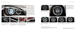      Standard equipment       Optional equipment                                                                                                                                                                                                                                                                                                                                                                       Standard | Optional equipment            58 | 59




                                                                                                                                                                 Xenon Adaptive Headlights optimize                                                                                                                                                                                                             V Spoke (Style  M) M light alloy wheels,
                                                                                                                                                               road illumination when cornering at night.                                                                                                                                                                                                      x  . front,   x  . rear, with   / front,
                                                                                                                                                               Sensors monitor the angle of the steering                                                                                                                                                                                                           /  rear run- at performance tires. ,
                                                                                                                                                               wheel to determine vehicle direction. The
                                                                                                                                                               outer headlights swivel accordingly, up to                                                                                                                                                                                                         V Spoke (Style  M) M light alloy wheels,
                                                                                                                                                               15 degrees left or right. Xenon low- and                                                                                                                                                                                                        x  . front,   x  . rear, with   / front,
                                                                                                                                                               high-beam headlights illuminate the road                                                                                                                                                                                                            /  rear run- at all-season tires.
                                                                                                                                                               ahead and to the side with brilliant clarity.                                                                                                                                                                                                    (xDrive models.)
                                                                                                                                                               An auto-leveling feature adjusts for varying
                                                                                                                                                               passenger and cargo loads. The Corona
                                                                                                                                                               headlight-rings that circle both headlights           Radial Spoke (Style             ) light alloy
                                                                                                                                                               and high beams act as Daytime Running              wheels,   x  . front,   x  . rear, with   /
                                                                                                                                                               Lights and parking lights. Vertically layered      front,    /  rear run- at performance
                                                                                                                                                               white LED turn-signal indicators also offer        tires. ,
                                                                                                                                                               increased visibility to oncoming drivers.
                                                                                                                                                                /  Automatic high beams helps the driver
                                                                                                                                                               at night by automatically switching between
                                                                                                                                                               high or low beams, according to the oncoming
                                                                                                                                                               traffic, vehicles driving ahead, and the quality
                                                                                                                                                               of road lighting.




     /  Comfort Access system offers keyless              Door-sill finishers are constructed with a         Adaptive Brakelights, shown in the              Dual trapezoidal-shape chrome exhaust              Double Spoke (Style                ) light alloy             Multi Spoke (Style      )   x  . light alloy               Double Spoke (Style  M) M light alloy                        Double Spoke Star (Style         )   x  .
    access to the vehicle with a multi-function          durable chrome finish. When the doors of the         redesigned taillight cluster, consist of lay-    tips are strikingly integrated into the rear       wheels,   x  . front,   x   . rear, with   /       wheels with   / run- at all-season                      wheels,   x  . front,   x   . rear, with   /       light alloy wheels with   /  run- at
    remote control. The soft-close feature uses             Li are opened, a glowing “V  ” appears; in   ered red LED indicators that offer quicker,      bumpers.                                           front,    / rear run- at performance                         tires.                                                      front,    / rear run- at performance                        all-season tires.
    small electric motors to gently close all four        all other models, the BMW logo illuminates as       heightened vehicle visibility by signaling the                                                      tires. ,                                                                                                                   tires. ,
    doors and the trunk lid.                              part of the soft interior lighting featured with    intensity of your braking action, thereby
                                                          BMW Ambiance lighting.                              warning following drivers to brake quickly.


                                                                                                                                                                                                                  1 Run-  at tires do not come equipped with a spare tire and wheel.
                                                                                                                                                                                                                  2 Performance    tires not recommended for driving in snow and ice.
                                                                                                                                                                                                                  3 Please  note: Driving over rough or damaged road surfaces, as well as debris, curbs and other obstacles, can cause
                                                                                                                                                                                                                   serious damage to wheels, tires and suspension parts. This is more likely to occur with low-profile tires, which provide
                                                                                                                                                                                                                   less cushioning between the wheel and the road. Be careful to avoid road hazards and reduce your speed, especially                                              For details on the availability of standard and optional features, please refer to the
                                                                                                                                                                                                                   if your vehicle is equipped with low-profile tires.                                                                                                             Standard equipment | Optional equipment charts at the back of this brochure.
 