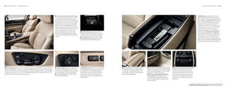    Standard equipment      Optional equipment                                                                                                                                                                                                                                                                                                                       Standard | Optional equipment           62 | 63




                                                                                                        /  20-way power Multi-contour seats,                                                                                                                                                                                                                 BMW Apps, an optional feature of the
                                                                                                        including four-way lumbar support, conform                                                                                                                                                                                                           BMW ConnectedDrive interface, allows an
                                                                                                        to your body to provide optimum support                                                                                                                                                                                                              iPhone® iOS  .x to play apps specially modi-
                                                                                                        and exceptional comfort over long distances.                                                                                                                                                                                                         fied for BMW and BMW approved third-party
                                                                                                        In addition to horizontal, vertical and angled                                                                                                                                                                                                       apps. Imagine listening to Web radio while
                                                                                                        adjustments, seats include an articulated                                                                                                                                                                                                            you drive – or accessing your Twitter™ or
                                                                                                        upper backrest, adjustable backrest width,                                                                                                                                                                                                           Facebook® accounts in the Display monitor.
                                                                                                        adjustable thigh and adjustable side support,                                                                                                                                                                                                        Use the iPod Out function with your smart-
                                                                                                        Comfort headrest (two-way power, two-way                                                                                                                                                                                                             phone to select music tracks, compile
                                                                                                        manual “relax headrest”), and four-way                                                                                                                                                                                                               playlists and use Genius (if enabled) to find
                                                                                                        power-adjustable lumbar support. Both             /  Heated front seats are a welcome                                                                                                                                                              similar sounds. Smartphone Integration,
                                                                                                        driver’s and front-passenger’s seats also         feature in cooler weather. With the touch of                                                                                                                                                       which provides connectivity for iPhone and
                                                                                                        include Active Head Restraints and memory         a button, the driver and front passenger can                                                                                                                                                       similar devices, is included with BMW Apps.
                                                                                                        function.                                         individually select from three heat settings.                                                                                                                                                      This allows access to stored music, can
                                                                                                                                                           /  Heated rear seats keep left and right                                                                                                                                                        improve signal reception, and recharges the
                                                                                                                                                           rear-seat occupants comfortably warm.                                                                                                                                                             battery. (See your authorized BMW center for
                                                                                                                                                                                                                                                                                                                                                             phone models compatible with this feature.)




 Seat adjustments for the driver’s and front passenger’s seat positions and head-restraint              Lumbar support in the front seats adds           Massage function in the rear Comfort seat       Front armrest with integrated storage      High-fidelity 10-speaker sound system          Four-zone automatic climate control
heights are accessible on the side of each seat. Additionally, all of the driver’s seat settings, as   four-way power-adjustable support for the         backrest relaxes the back muscles and provides   compartment opens up to allow access        features two subwoofers under the front seats,   delivers draft-free ventilation. In front,
well as the exterior mirrors and steering column settings, are retained with a memory function         lower back. Lumbar positions can be custom-       a soothing sense of well-being. Multiple air     to the iPod® and USB adapter port. The      and 205-watt digital seven-channel amplifier.    automatic climate control includes fully
located on the driver’s-door armrest. The individual settings for two separate drivers can be          ized with up/down and in/out adjustments.         chambers generate a wave-like motion from        armrest also conceals the optional Smart-   (Standard in 740i and 740Li only.)               separate left/right controls, solar sensor,
retained with the driver’s seat memory function.                                                        /  Lumbar support in the rear Comfort          top to bottom, while six rotating elements       phone Integration adapter.                   /  Premium high-fidelity 16-speaker           automatic recirculation, and heat-at-rest
                                                                                                        seats soothes occupants.                         stimulate the back from the shoulders to the                                                  sound system includes Digital Sound             feature. The rear cabin offers left/right
                                                                                                                                                         lumbar region.                                                                                Processing (DSP), two subwoofers under          temperature-controlled outlets and auto
                                                                                                                                                                                                                                                       the front seats, and 600-watt digital nine-     ventilation.
                                                                                                                                                                                                                                                       channel amplifier.


                                                                                                                                                                                                                                                                                                                                        For details on the availability of standard and optional features, please refer to the
                                                                                                                                                                                                                                                                                                                                        Standard equipment | Optional equipment charts at the back of this brochure.
 