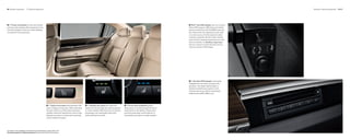    Standard equipment             Optional equipment                                                                                                                                                                                                               Standard | Optional equipment   66 | 67




 /  Power sunshades for the rear window                                                                                                                                                                               iPod® and USB adapter lets you connect
 and rear-side windows afford protection from                                                                                                                                                                         iPods, MP3 players, USB sticks and mobile
 the heat and glare of the sun, while shielding                                                                                                                                                                       phones seamlessly with the BMW audio sys-
 occupants from prying eyes.                                                                                                                                                                                          tem. Music titles are displayed on the radio
                                                                                                                                                                                                                      or screen as you scroll through and select
                                                                                                                                                                                                                      music by using the vehicle’s radio controls,
                                                                                                                                                                                                                      multi-function steering wheel buttons or the
                                                                                                                                                                                                                      iDrive Controller. An Auxiliary input port
                                                                                                                                                                                                                      lets you connect an external audio source,
                                                                                                                                                                                                                      such as an iPod or MP3 player.




                                                                                                                                                                                                                   /  Six-disc DVD changer is discreetly
                                                                                                                                                                                                                   integrated into the dash, just above the
                                                                                                                                                                                                                  glovebox. The single-feed changer is
                                                                                                                                                                                                                  readily accessible and supports multi-
                                                                                                                                                                                                                   channel sources as well as compressed
                                                                                                                                                                                                                  audio formats (MP3, WMA, etc.).




                                                                 /  Active front seats help decrease stiff-      /  Heated rear seats are a welcome              /  Front-seat ventilation gently
                                                                 ness or fatigue on long trips. When activated,    feature for left and right rear-seat occupants    blows warm or cool air through the micro-
                                                                 the seat surface is continuously and imper-      in cooler weather. With the touch of a button,     perforations in the leather to keep driver
                                                                 ceptibly raised and lowered from side to side,   passengers can individually select their           and front passenger comfortably dry in
                                                                 keeping your spine in motion and exercising       preferred level of warmth.                        hot weather, and warm in colder weather.
                                                                 various support muscles.




For details on the availability of standard and optional features, please refer to the
Standard equipment | Optional equipment charts at the back of this brochure.
 