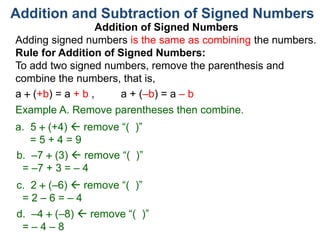 7 signed numbers addition and subtraction | PPTX