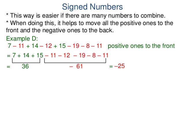 7 signed numbers addition and subtraction