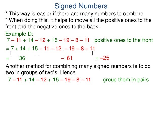 7 signed numbers addition and subtraction