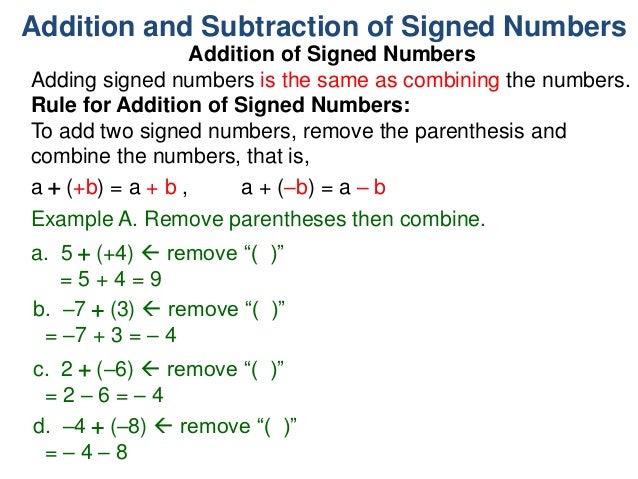 7 signed numbers addition and subtraction