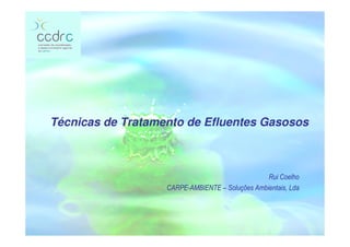 Rui Coelho
CARPE-AMBIENTE – Soluções Ambientais, Lda
Técnicas de Tratamento de Efluentes Gasosos
 
