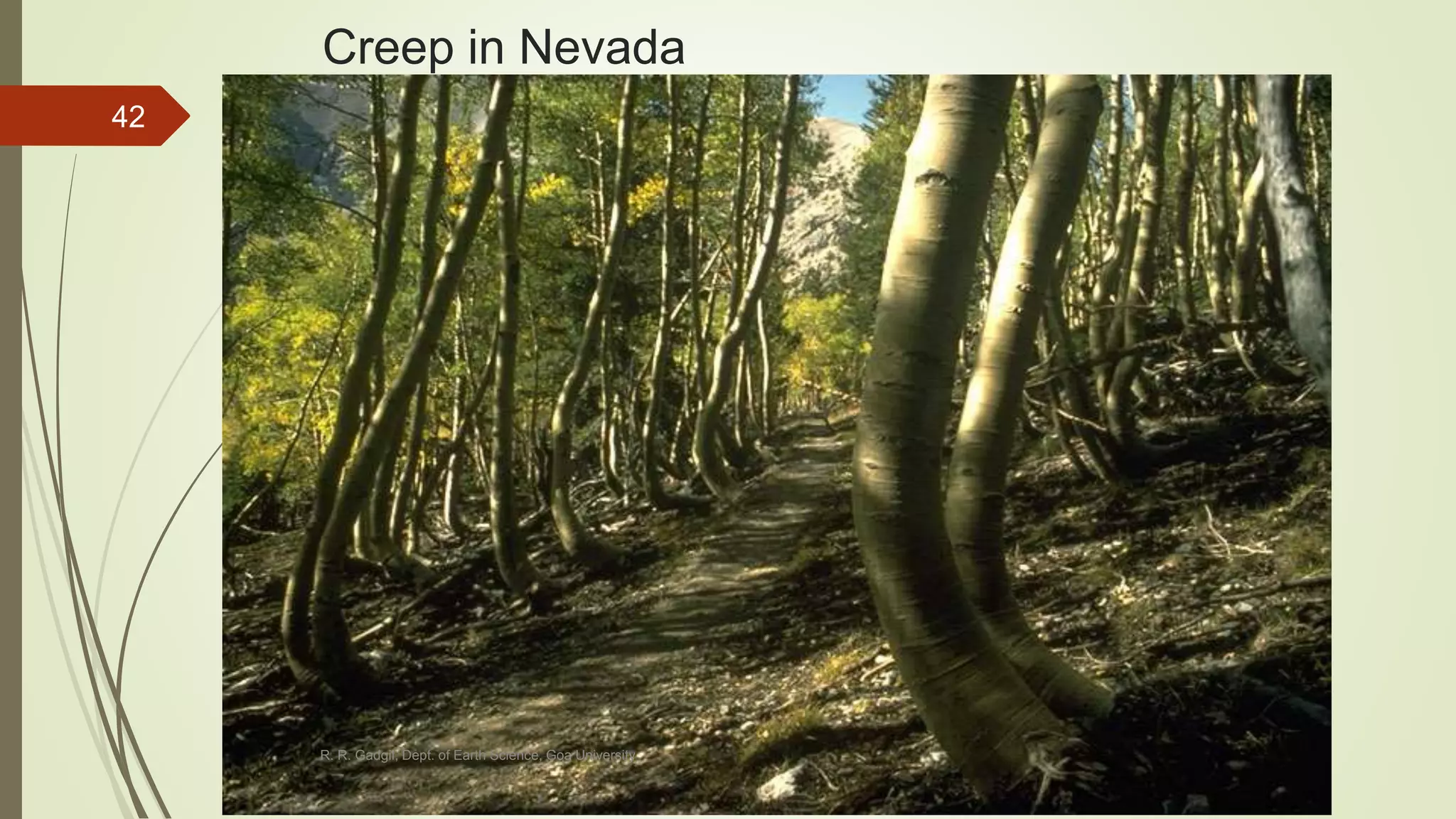 Creep in Nevada
R. R. Gadgil, Dept. of Earth Science, Goa University
42
 