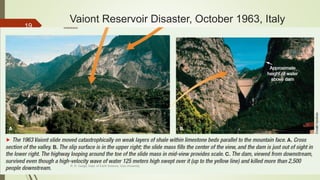 Vaiont Reservoir Disaster, October 1963, Italy
R. R. Gadgil, Dept. of Earth Science, Goa University
19
 