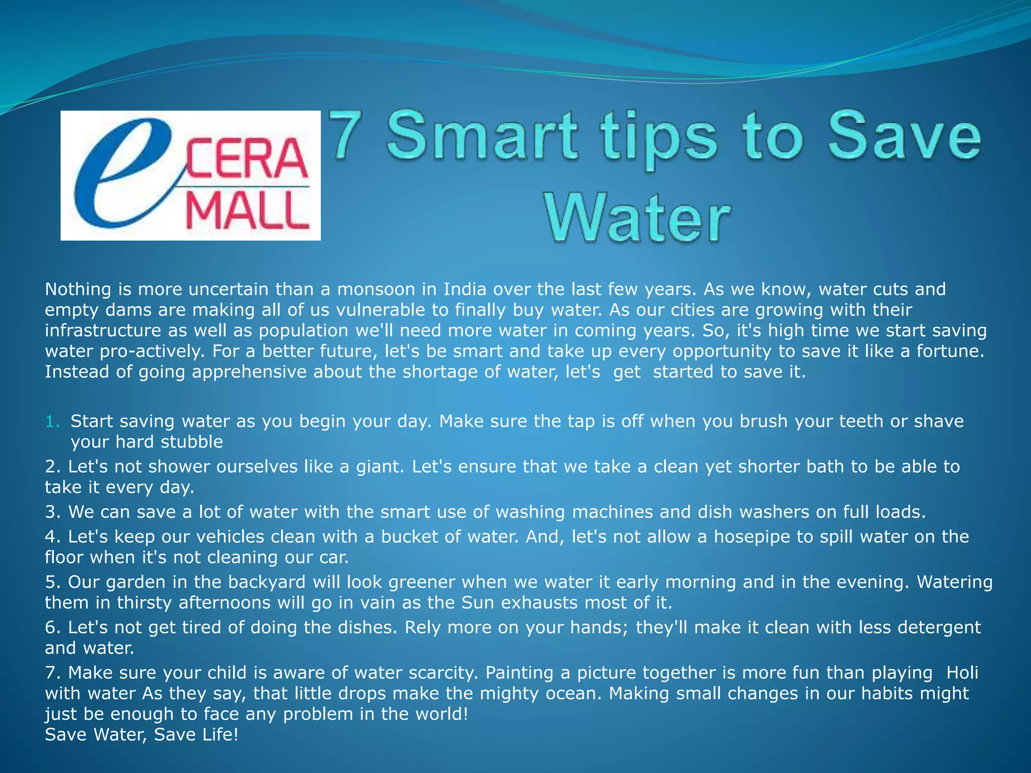 7 smart tips to save water | PPTX