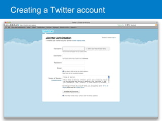 Creating a Twitter account
 