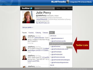 BLASTmedia             Integrated PR & Social Media




                                 Twitter Lists




     Copyright ...