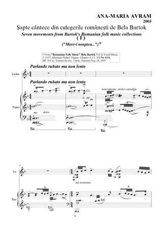 7 romanian folksongs for violin and piano