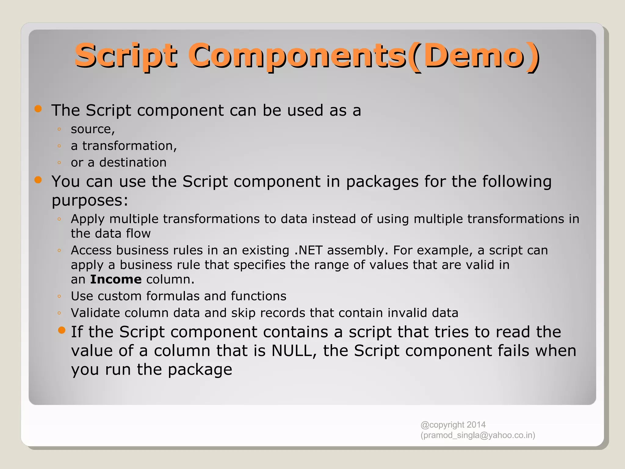 7\9 SSIS 2008R2_Training - Script Task | PPT