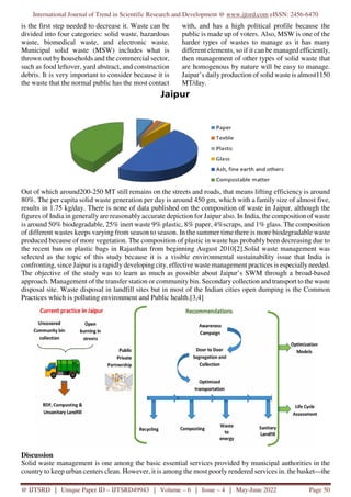 Status and Challenges in Municipal Solid Waste MSW Management in Jaipur ...