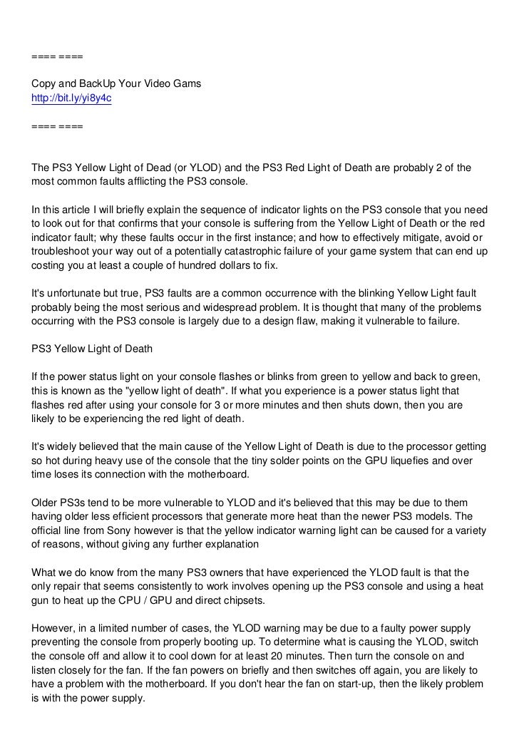 7 Step Procedure To Fix PS3 Yellow Light of Death