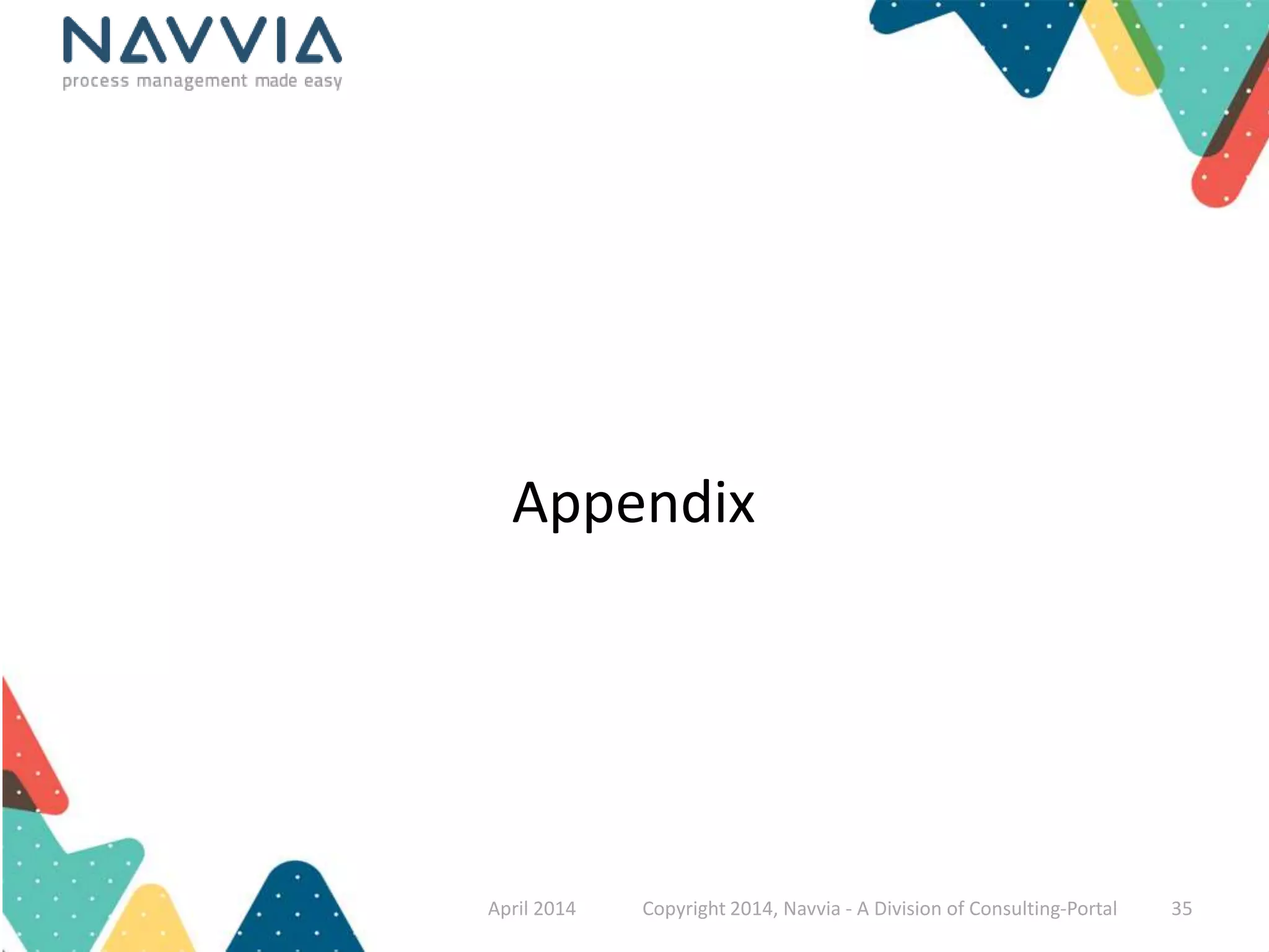 Appendix 
April 2014 Copyright 2014, Navvia - A Division of Consulting-Portal 35 
 