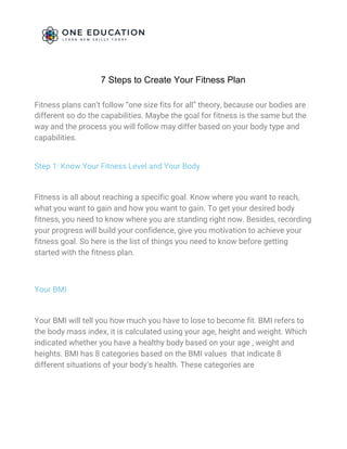 7 steps to create your own fitness and diet plan | PDF