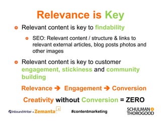 Relevance is Key
Relevant content is key to findability
    SEO: Relevant content / structure & links to
    relevant exte...