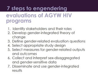 7 Steps to EnGendering Evaluations of HIV programs with Adolescent Girls and Young Women