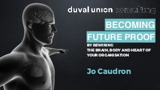 BY REWIRING
THE BRAIN, BODY AND HEART OF
YOUR ORGANISATION
Jo Caudron
BECOMING
FUTURE PROOF
 