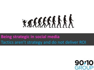 Being strategic in social media  Tactics aren’t strategy and do not deliver ROI 