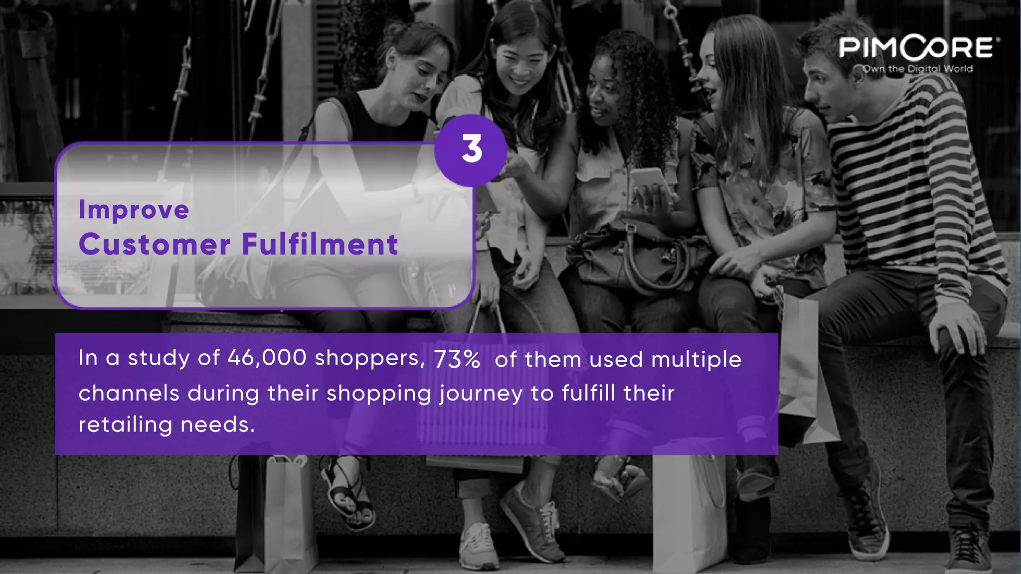 Improve
Customer Fulfilment
In a study of 46,000 shoppers, 73% of them used multiple
channels during their shopping journey to fulfill their
retailing needs.
3